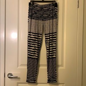Black and white striped jogger pants